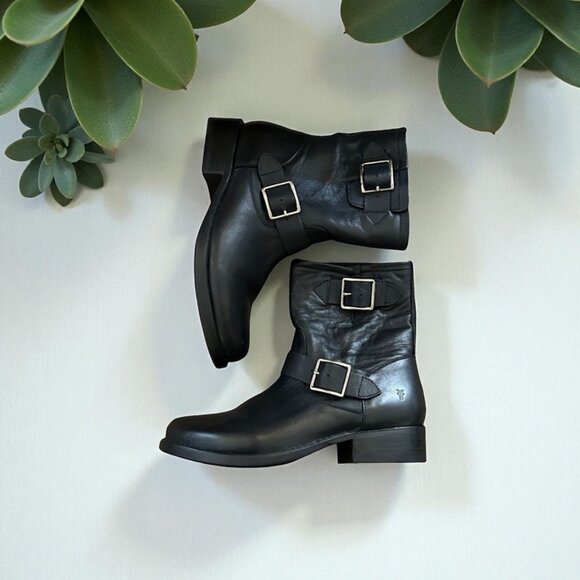 Frye Veronica Short Engineer Boots – Black Leather, Women’s 7.5B - Picture 3 of 7